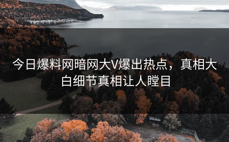 今日爆料网暗网大V爆出热点，真相大白细节真相让人瞠目