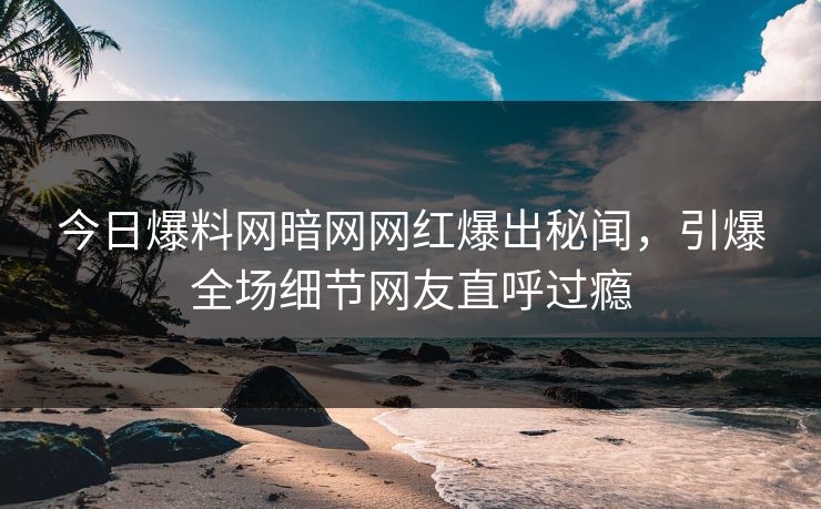 今日爆料网暗网网红爆出秘闻，引爆全场细节网友直呼过瘾