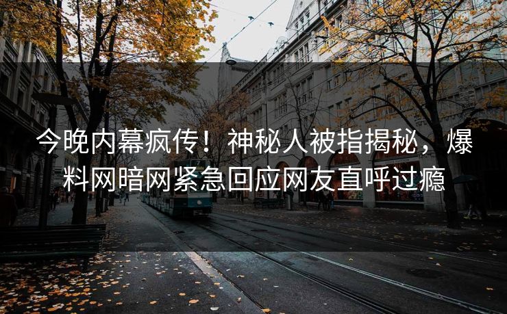 今晚内幕疯传！神秘人被指揭秘，爆料网暗网紧急回应网友直呼过瘾