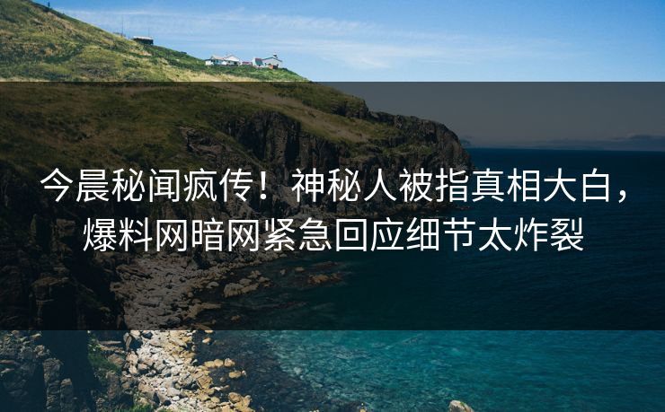 今晨秘闻疯传！神秘人被指真相大白，爆料网暗网紧急回应细节太炸裂