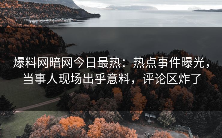 爆料网暗网今日最热：热点事件曝光，当事人现场出乎意料，评论区炸了