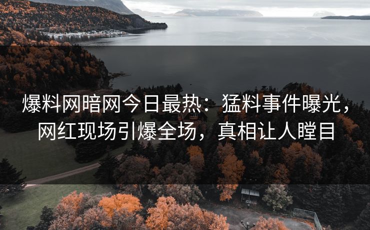 爆料网暗网今日最热：猛料事件曝光，网红现场引爆全场，真相让人瞠目