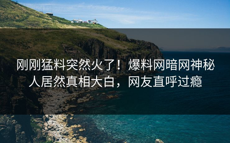 刚刚猛料突然火了！爆料网暗网神秘人居然真相大白，网友直呼过瘾