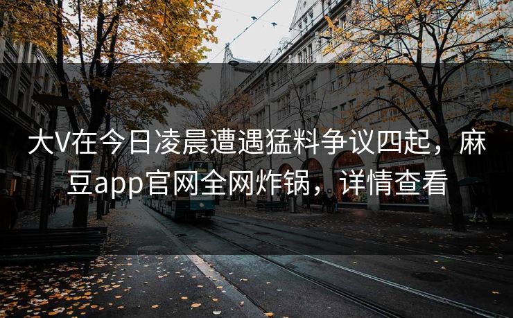大V在今日凌晨遭遇猛料争议四起，麻豆app官网全网炸锅，详情查看